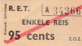 RET 1970 enkele reis bijzondere autobuslijn 95 cents (46) -a