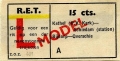 RET 1951 enkele reis trajectkaartje 15 cts (621) -a