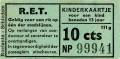 RET 1958 kinderkaartje stadslijn 10 cts (111g) -a