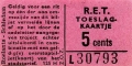 RET 1961 toeslagkaartje 5 cts (125H) -a