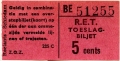 RET 1962 toeslagbiljet 5 cts (225C) -a
