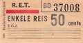 RET 1965 enkele reis stadslijn of 1 sectie 50 cents (103) -a