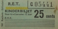 RET 1965 kinderkaartje stadslijn of buitentraject 20 cents (161) -a
