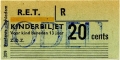 RET 1965 kinderkaartje stadslijn of buitentraject 20 cents (309) -a