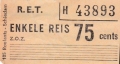 RET 1967 enkele reis RET-streekvervoer 75 cents (105) -a
