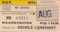 RET 1974 maandcoupon gehele lijnennet 36,00 (62) -a