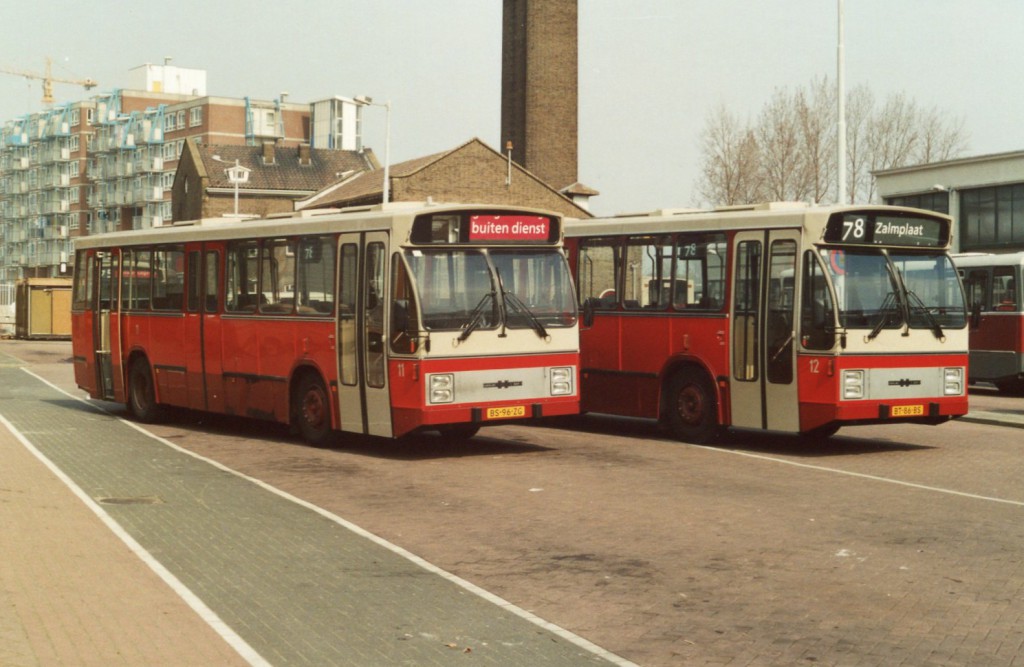Bus 12 GBVG. De DAF-Hainje serie is vanuit Groningen te leen voor het testen van de chauffeursstoel van maart tot mei 1988. BT-86-BS