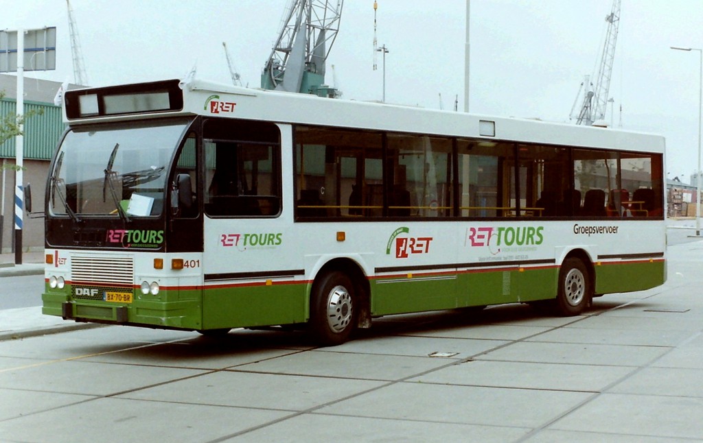 Bus 401, DAF-Hainje CSA-3, RET-Tours, Sluisjesdijk, 1996