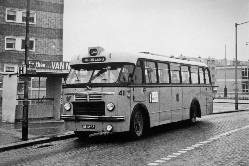 bus 411 Lengweg 16 februari 1954, Saurer-Hainje, lijn 54