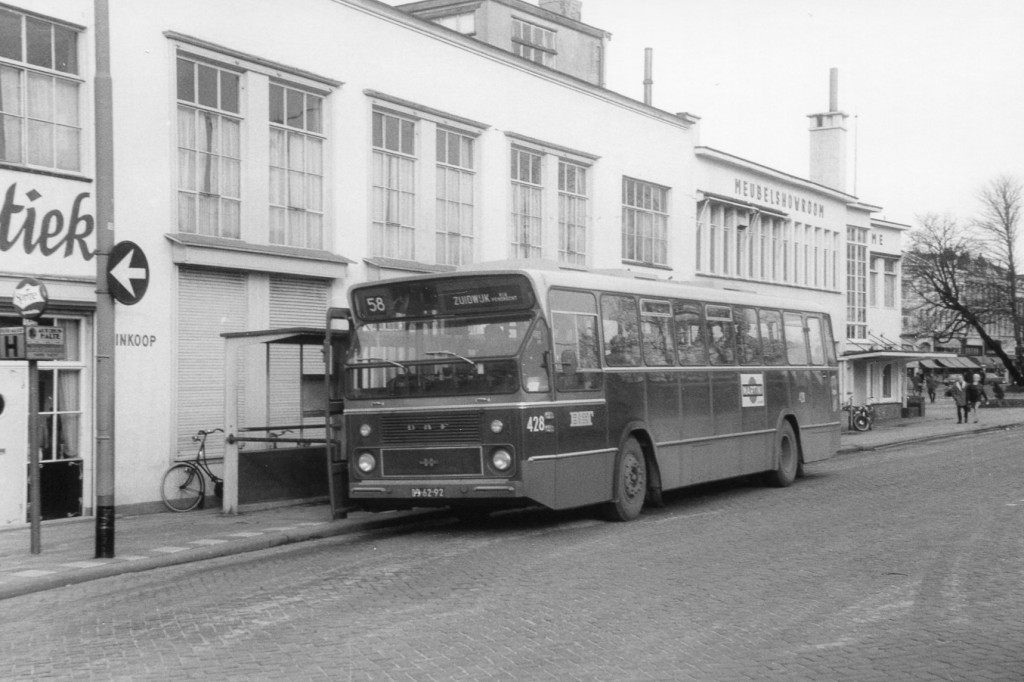 Bus 428, DAF-Hainje CSA-1, lijn 58, Rochussenstraat, 1967