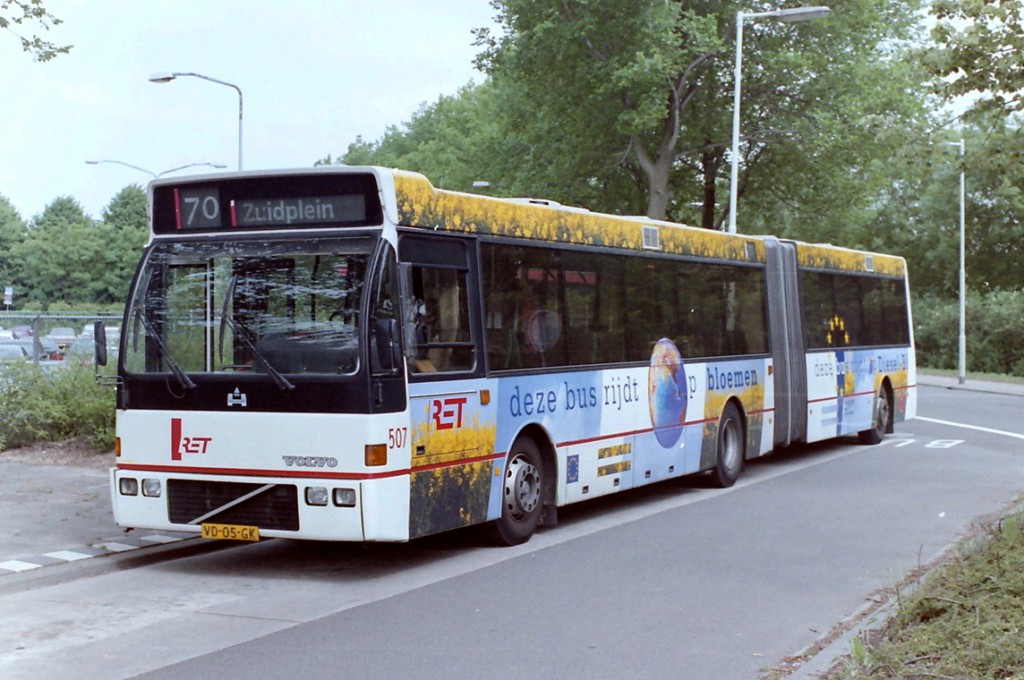 Bus 507, Volvo-Hainje, lijn 70, Olympiaweg als diesel-bi uitvoering, 1995