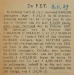 19391103 resultaten RET oktober, verzameling Hans Kaper