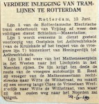 19400614 Verdere inlegging van tramlijnen te Rotterdam