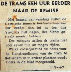 19401101 Trams uur eerder naar de remise