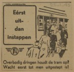 19430125 advertentie eerst uit- dan instappen, verzameling Hans Kaper