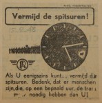19430215 advertentie vermijd de spitsuren, verzameling Hans Kaper