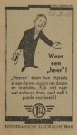 19430324 advertentie wees een heer, verzameling Hans Kaper