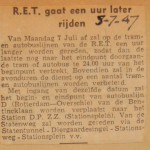 19470705-RET-gaat-een-uur-later-rijden, Verzameling Hans Kaper