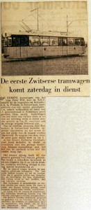 19561204 Eerste Zwitserse tram komt zaterdag in dienst