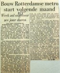 19600311 Bouw Rotterdamse metro start volgende maand