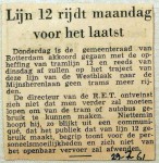 19610729 Lijn 12 rijdt maandag voor het laatst