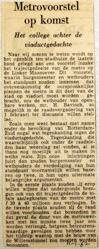 19620111 Metrovoorstel op komst