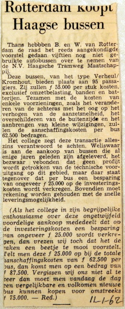 19620111 Rotterdam koopt Haagse bussen