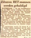 19660205 Zilveren RET mannen gehuldigd.