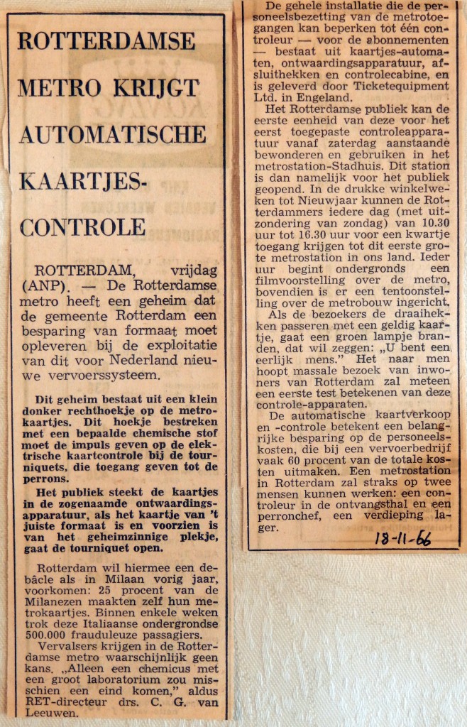 19661118 Automatische kaartjescontrole voor metro