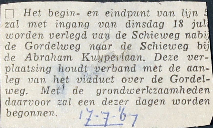 19670707 Verlegging eindpunt lijn 5.