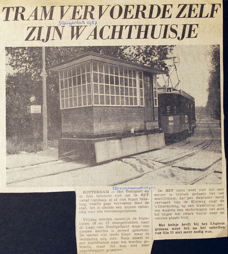 19670803 Tram vervoerde wachthuisje.