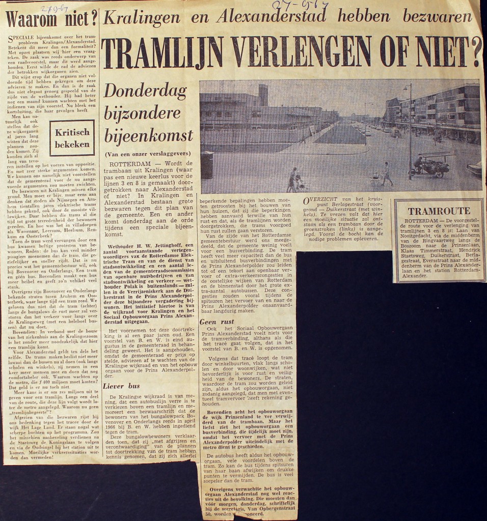 19670907 Tramlijn verlengen of niet.