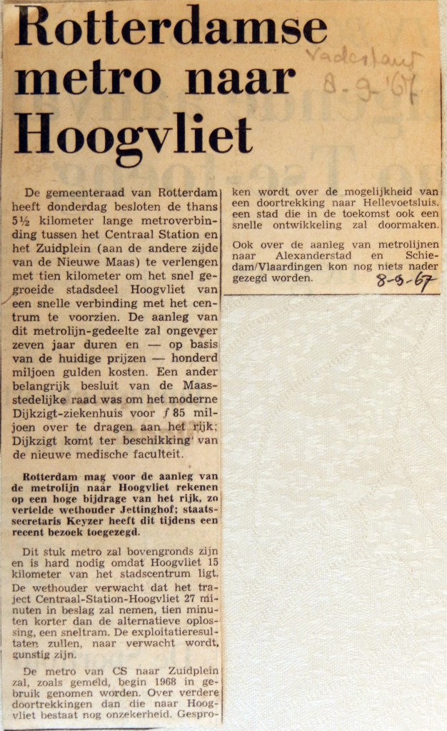 19670908 Rotterdamse metro naar Hoogvliet