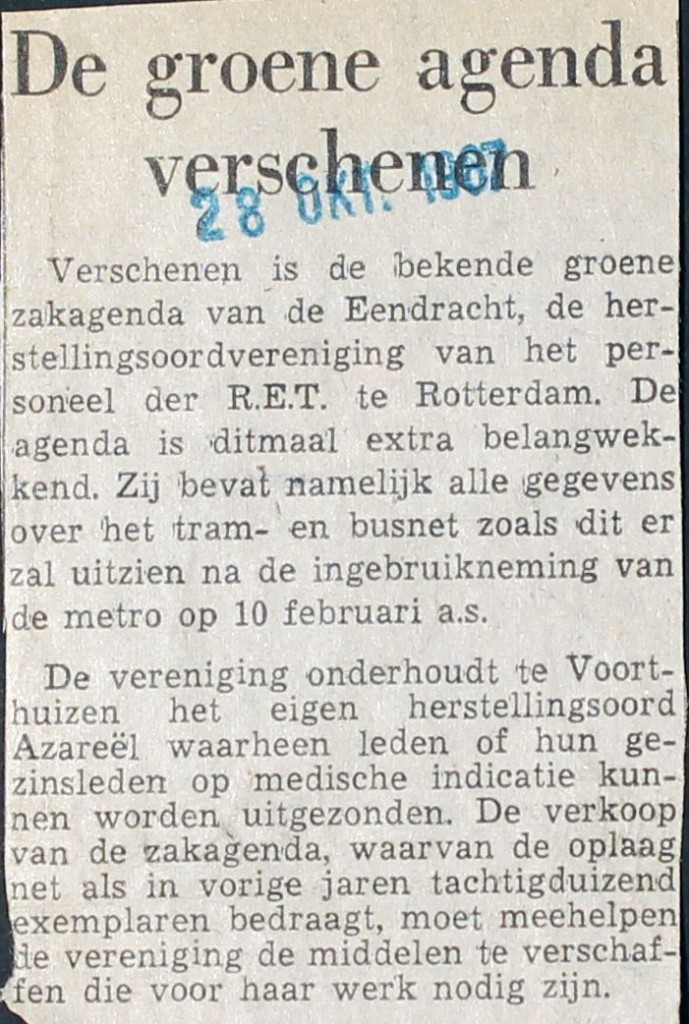 19671028 De groene agenda verschenen.