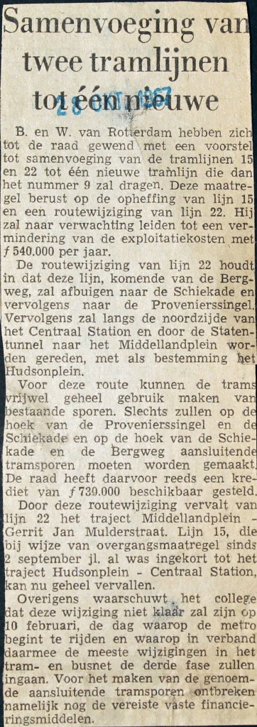 19671028 Samenvoegen twee tramlijnen.