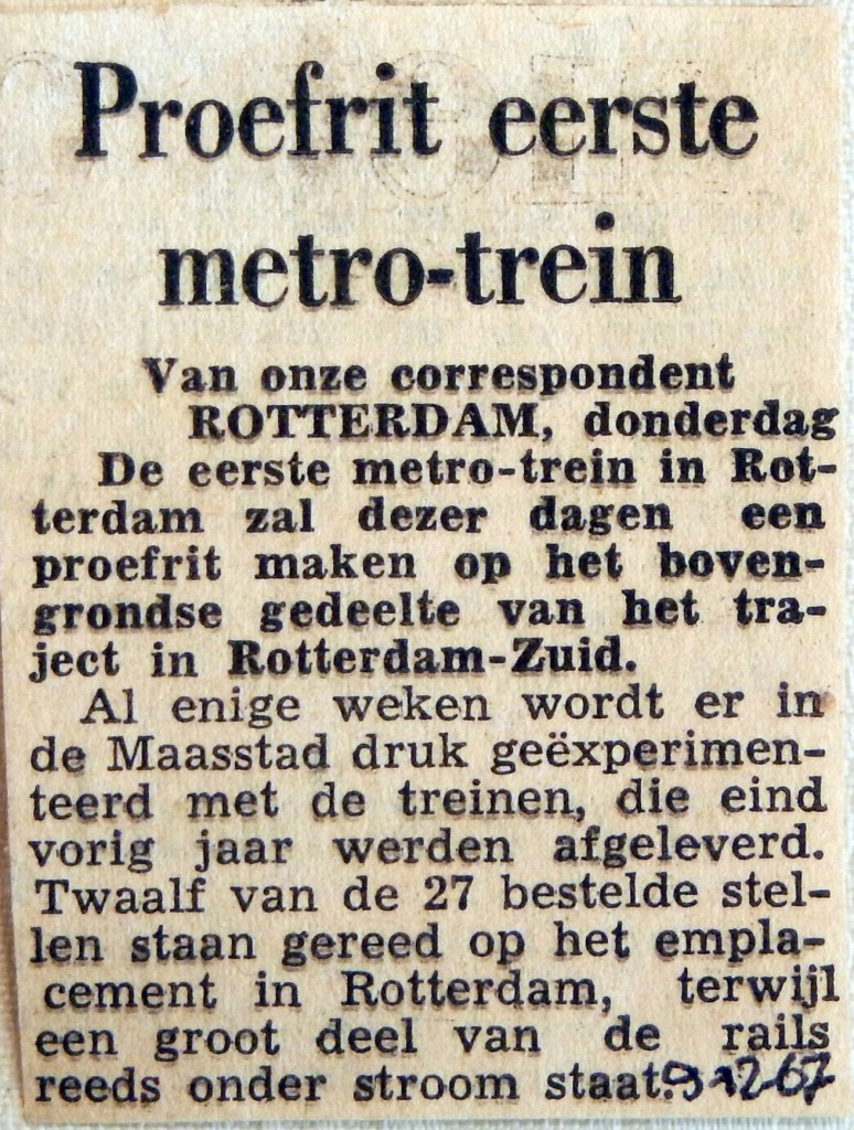 19671209 Proefrit eerste metro-trein