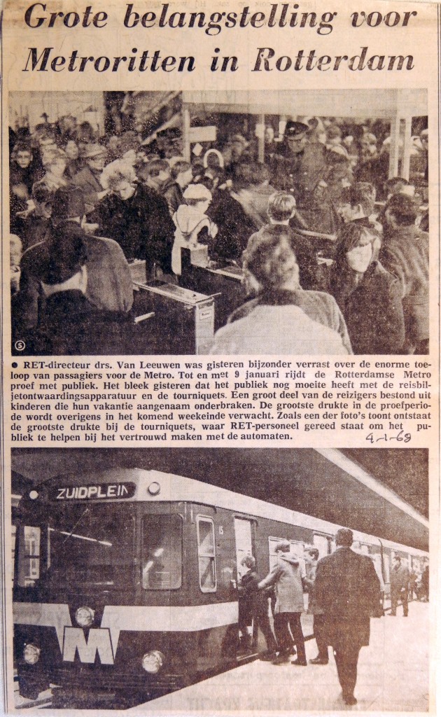 19680104 Grote belangstelling voor metroritten in Rotterdam
