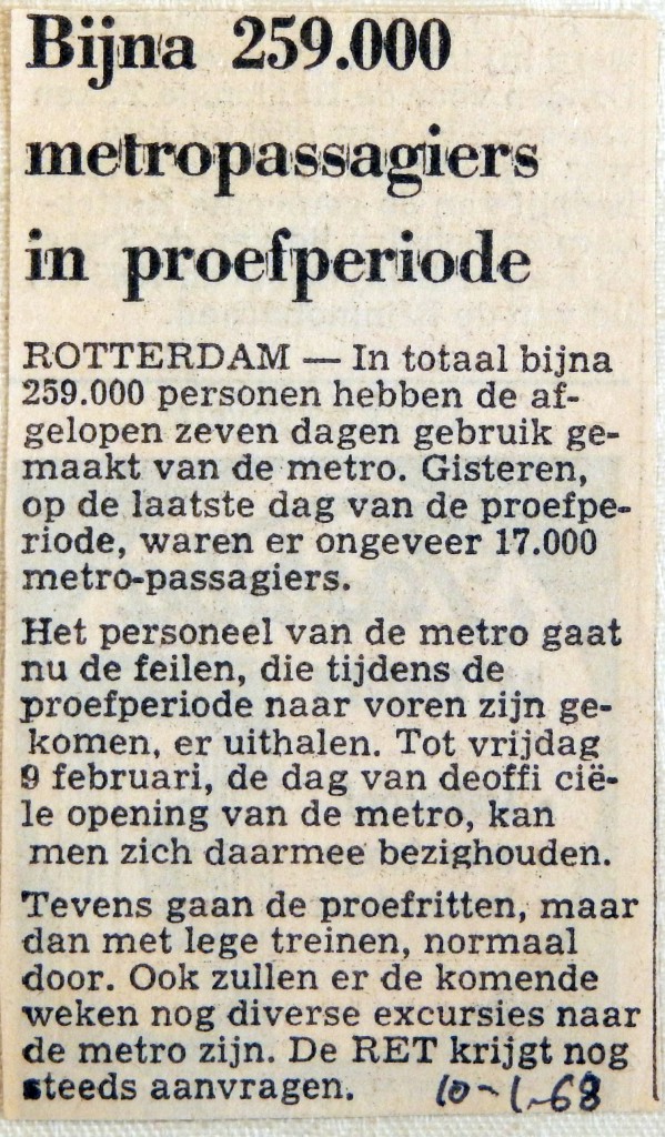 19680110 Bijna 259000 passagiers in proefperiode