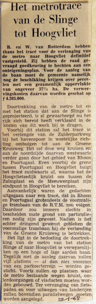 19680122 Metrotracee van Slinge tot Hoogvliet