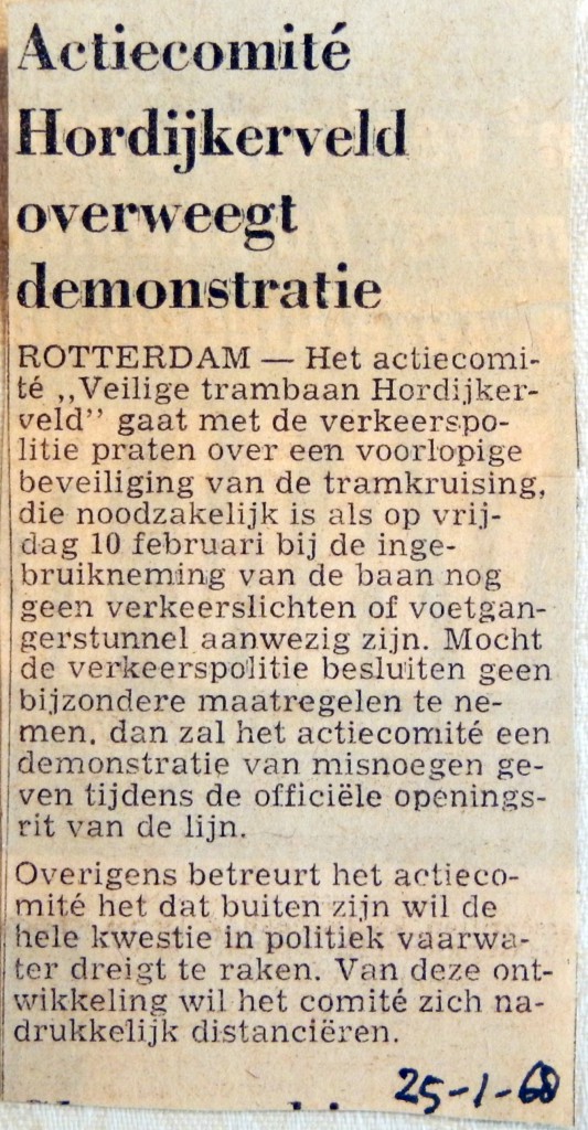 19680125 Actiecomitee Hordijkerveld overweegt demonstratie