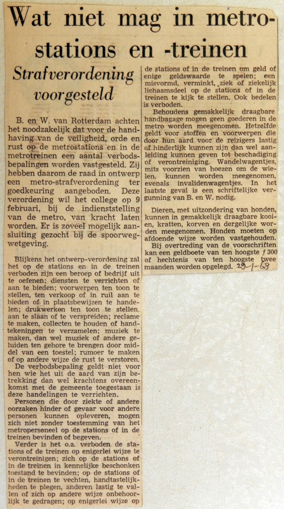 19680129 Wat niet mag in de metro