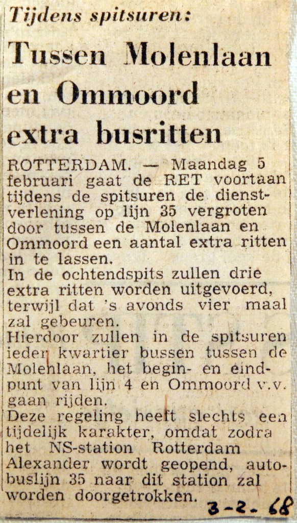 19680203 Tussen Molenlaan en Ommoord extra busritten