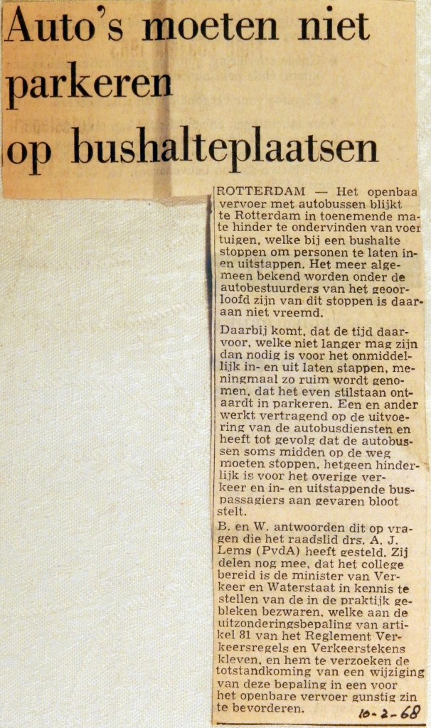 19680210 Auto's moeten niet parkeren bij bushaltes