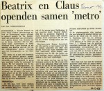 19680210 Beatrix en Claus openden samen metro )Trouw'