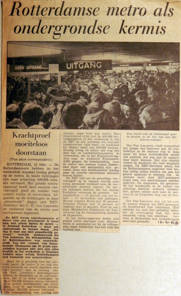 19680212 Rotterdamse metro als ondergrondse kermis