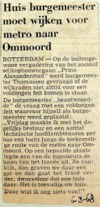 19680306 Huis burgemeester moet wijken voor metro Ommoord