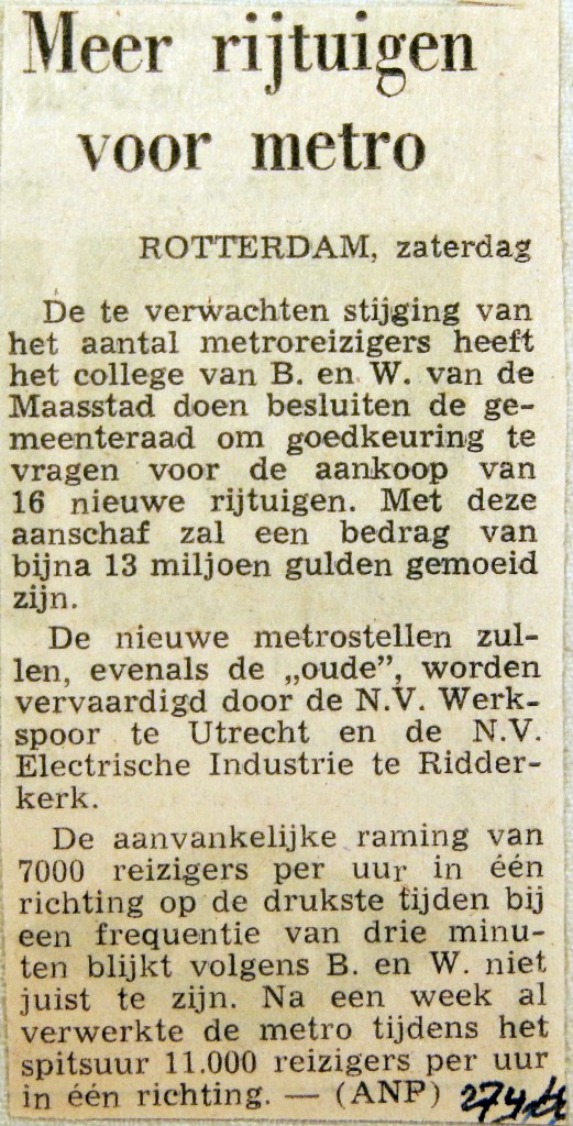 19680427 Meer rijtuigen voor metro