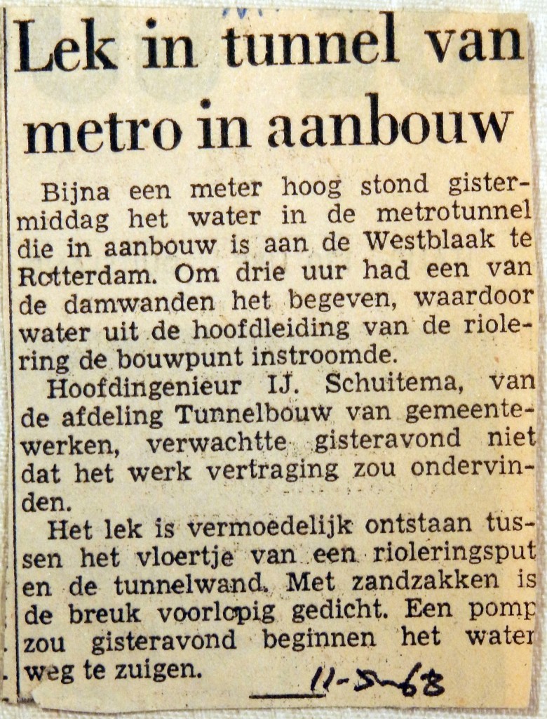 19680511 Lek in tunnel van metro in aanbouw