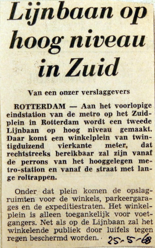 19680525 Lijnbaan op hoog niveau in Zuid