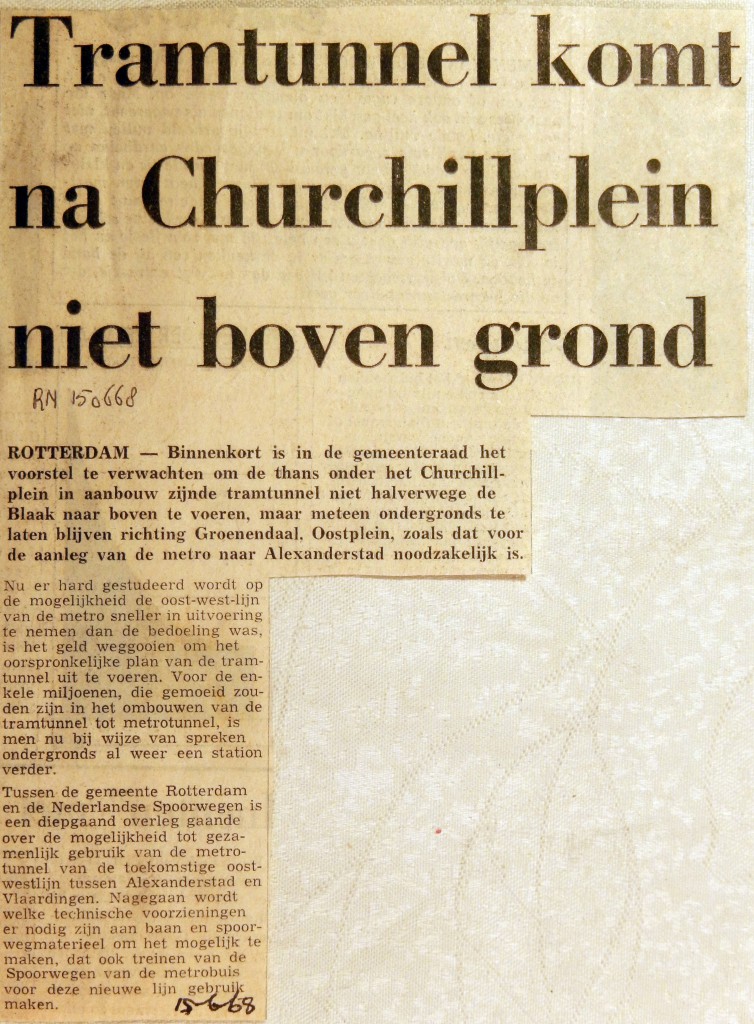 19680615 Tramtunnel komt niet boven de grond (RN)